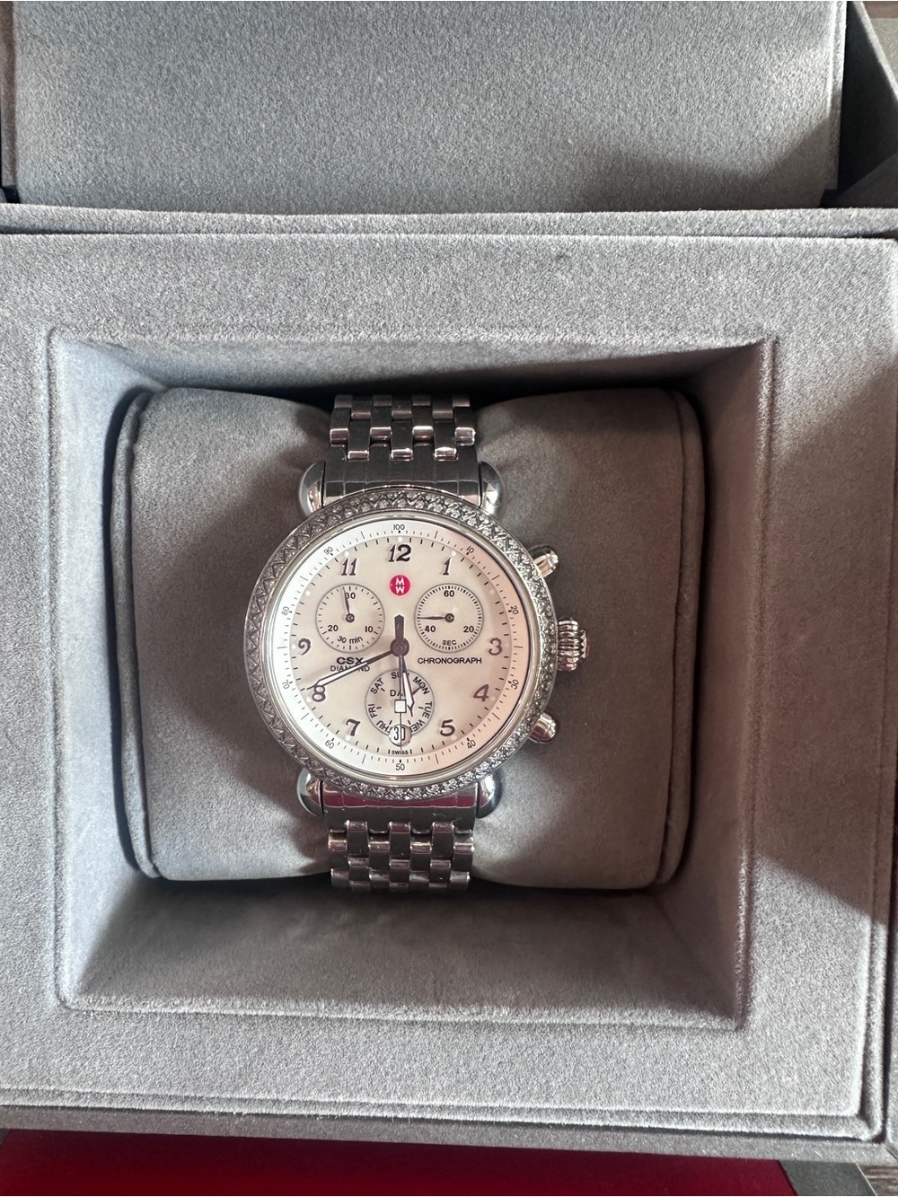 Michele Stainless Steel Chronograph Women’s Watch